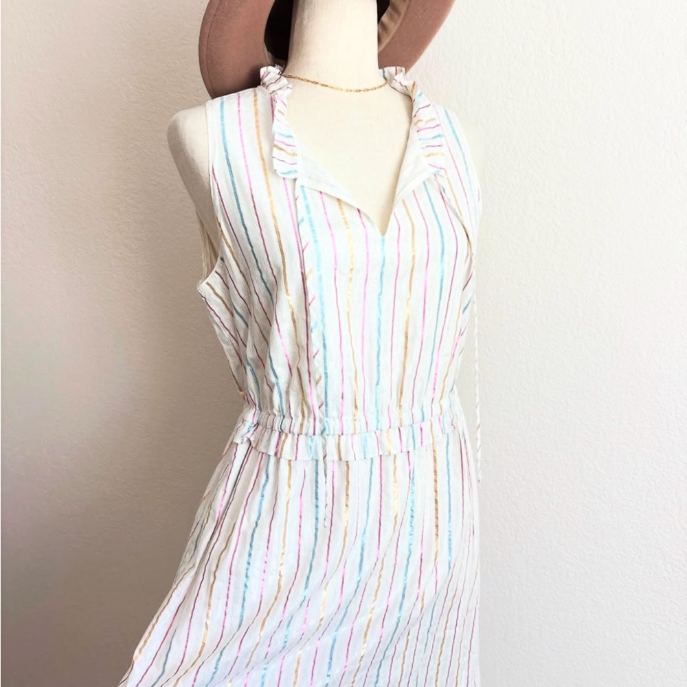 J. Crew Shimmer Multicolor Striped Midi Dress